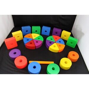 Vintage Fisher-Price Creative Blocks Bold Chunky Stacking Sorting Toy 27 Pieces